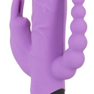 Triple Rabbitvibrator mit Analkette, Eichel und Äderung You2Toys Lila