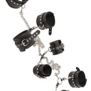Luxus Fessel-Set für Hals, Oberarme, Hände und Füße Zado Schwarz