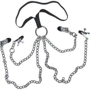 Nippel- und Intimklemmen mit Metallkette Fetish Collection Silber