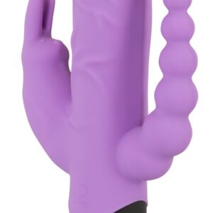 Triple Rabbitvibrator mit Analkette, Eichel und Äderung You2Toys Lila