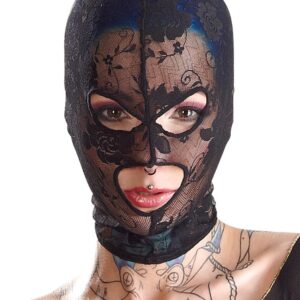 Kopfmaske aus elastischer Spitze Schwarz