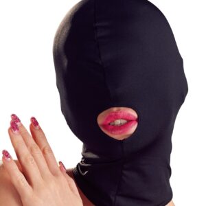 Geschlossene Kopfmaske mit offenem Mund Schwarz
