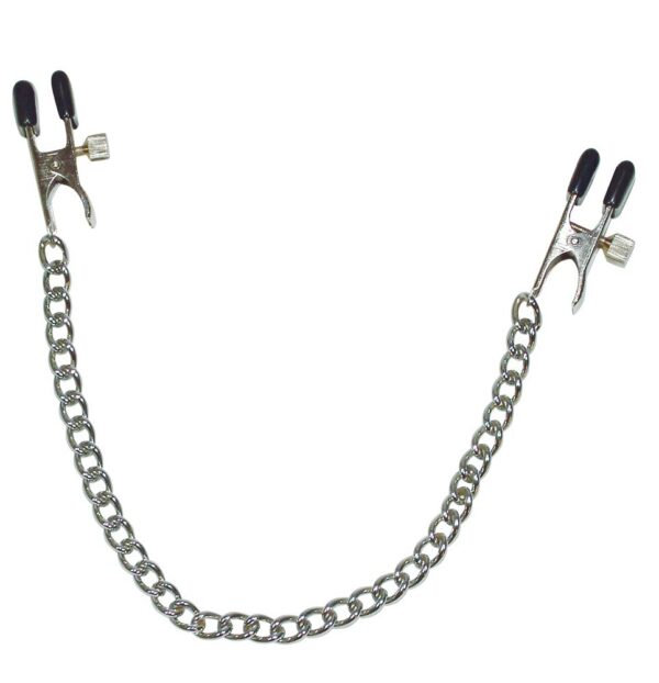 Metall-Brustkette mit Nippelklemmen durch Schraubzwingen verstellbar Fetish Coll...