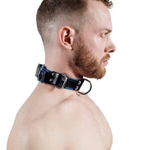 Halsfessel 4 D-Rings Blue