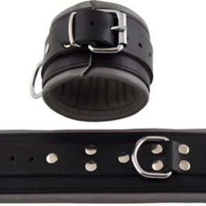 Fußfessel Leder schwarz gefüttert grau