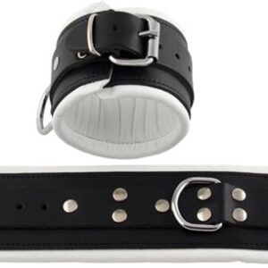 Fußfessel Leder schwarz gefüttert weiß