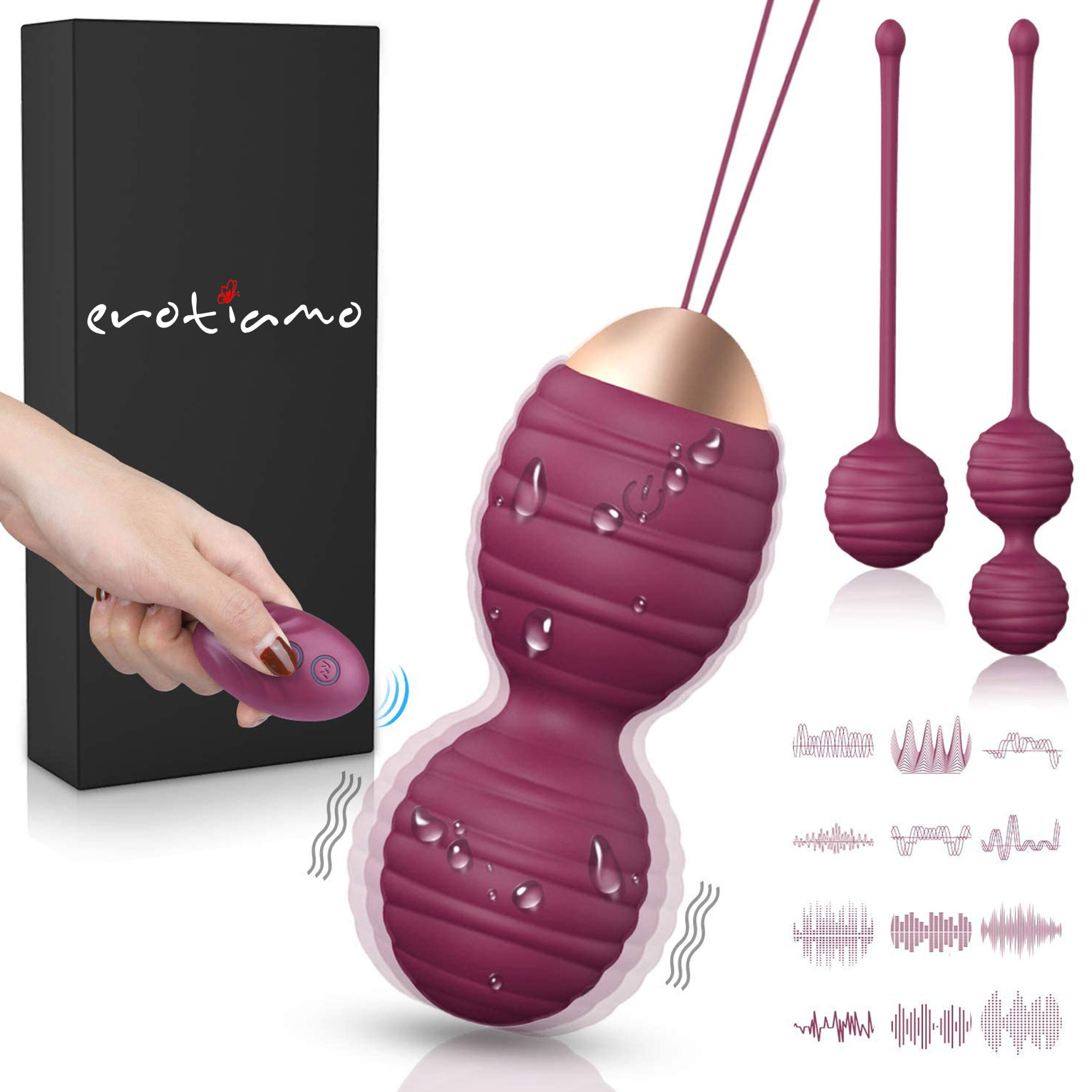 MAGIC VITAL Dreierlei Beckenboden Kugel Trainer-Set, 12 Modi, Fernbedienung, USB 1 MAGIC VITAL Dreierlei Beckenboden Kugel Trainer-Set, 12 Modi, Fernbedienung, USB