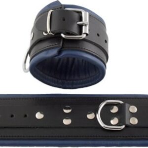 Fußfessel Leder schwarz gefüttert blau