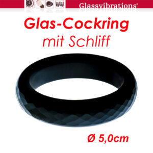 Glas-Penisring mit Schliff schwarz 5,0cm