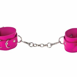 Handschellen Leder und Metall pink