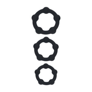 Penisring-Set mit Perlen aus Silikon 3-teilig Schwarz S/M/L