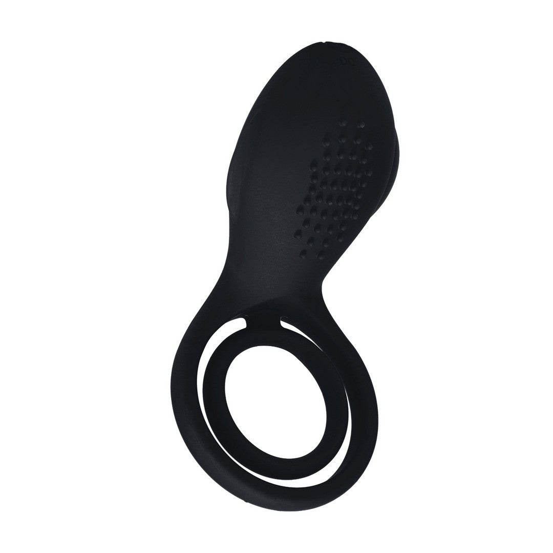 Hodenring mit Vibration und Flügel-Stimulator Schwarz 1 Hodenring mit Vibration und Flügel-Stimulator Schwarz