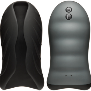 Masturbator OptiMALE Warming Stroker mit Vibration Schwarz 14 x Ø 7 cm