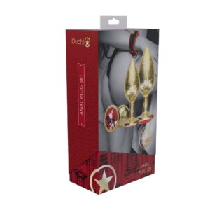 Analplug-Set Ouch Milan aus Metall Gold 3,2 x Ø 2,8 cm