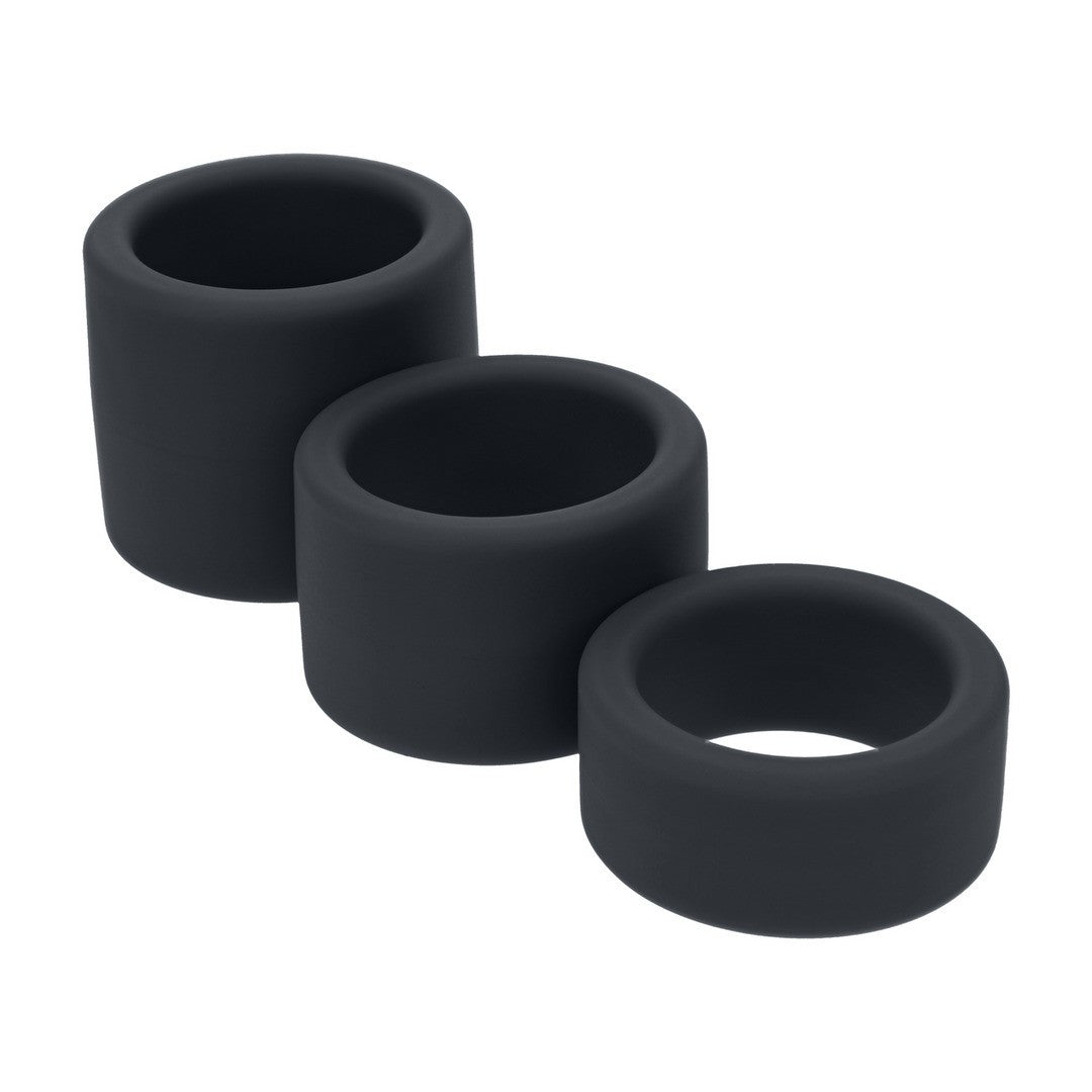 Hodenring-Set aus Flüssigsilikon 3-teilig Schwarz S/M/L 1 Hodenring-Set aus Flüssigsilikon 3-teilig Schwarz S/M/L