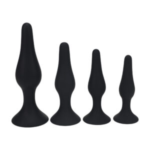 Analplug-Set Slim aus Silikon 4-teilig Schwarz S/M/L/XL