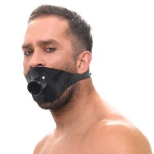 Latex Hohlknebel mit Mundrohr