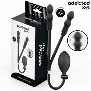 Analplug Aufblasbar Doppelset Schwarz 16 x 3,5 cm