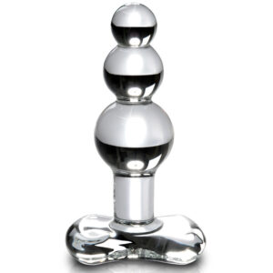 Analplug Icicles Nr. 47 Glas mit drei Kugeln Klar 10,2 x 7 cm