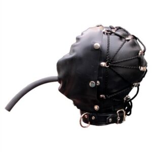 Kopfmaske in Schwarz mit Schlauchöffnung