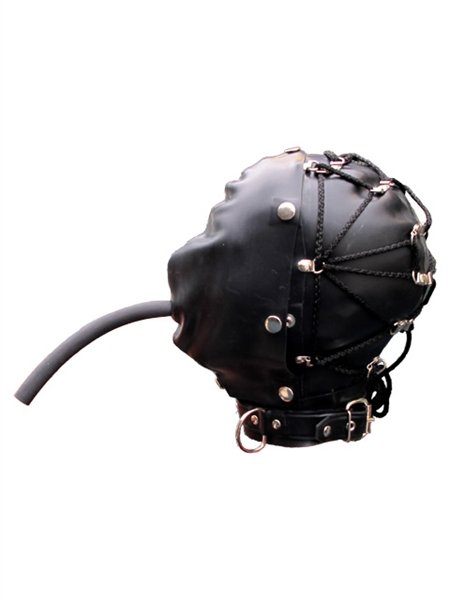Kopfmaske in Schwarz mit Schlauchöffnung 1 Kopfmaske in Schwarz mit Schlauchöffnung